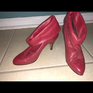 Red high heel ankle boots/booties